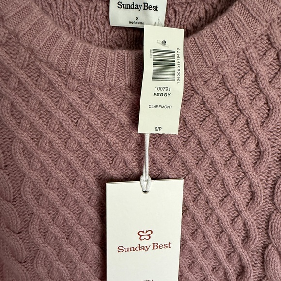 Aritzia Sunday Best Dusty Purple Cable Knit Sweater - Picture 2 of 3